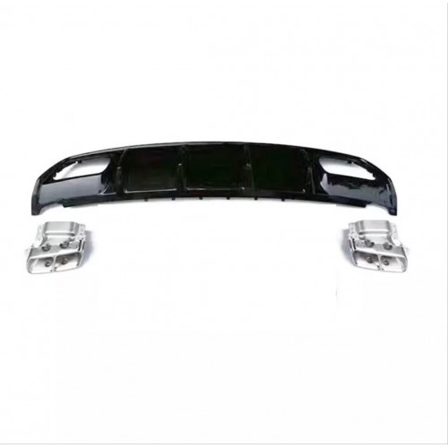 W176 12-15  A45 DIFUZOR  & EGZOZ SETI  (PARLAK SIYAH) - SILVER EGZOZ ILE (AMG PAKET İÇİN )