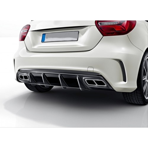 W176 12-15  A45 DIFUZOR  & EGZOZ SETI  (PARLAK SIYAH) - SILVER EGZOZ ILE (AMG PAKET İÇİN )