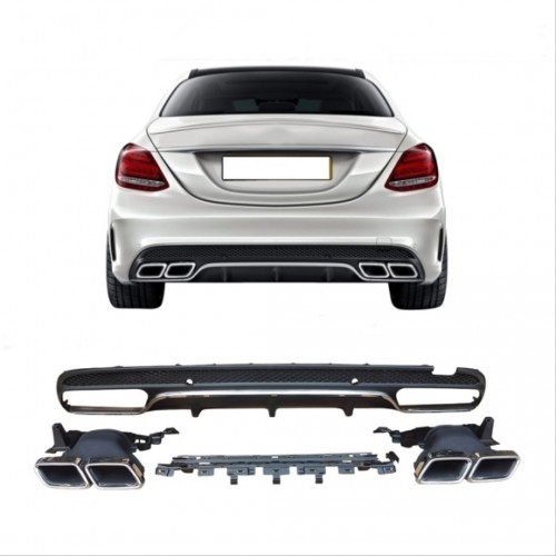 W205 C SERISI IÇIN SILVER DIFÜZÖR & EGZOZ SETI (AMG SEDAN) (KROM TRİM)